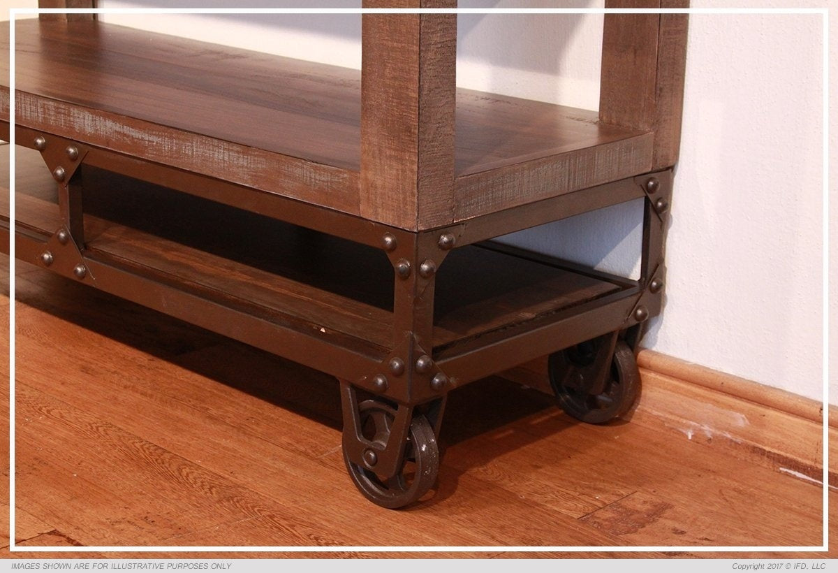 4 SHELF SOLID WOOD BOOKCASE WITH CASTERS (4818187976842)