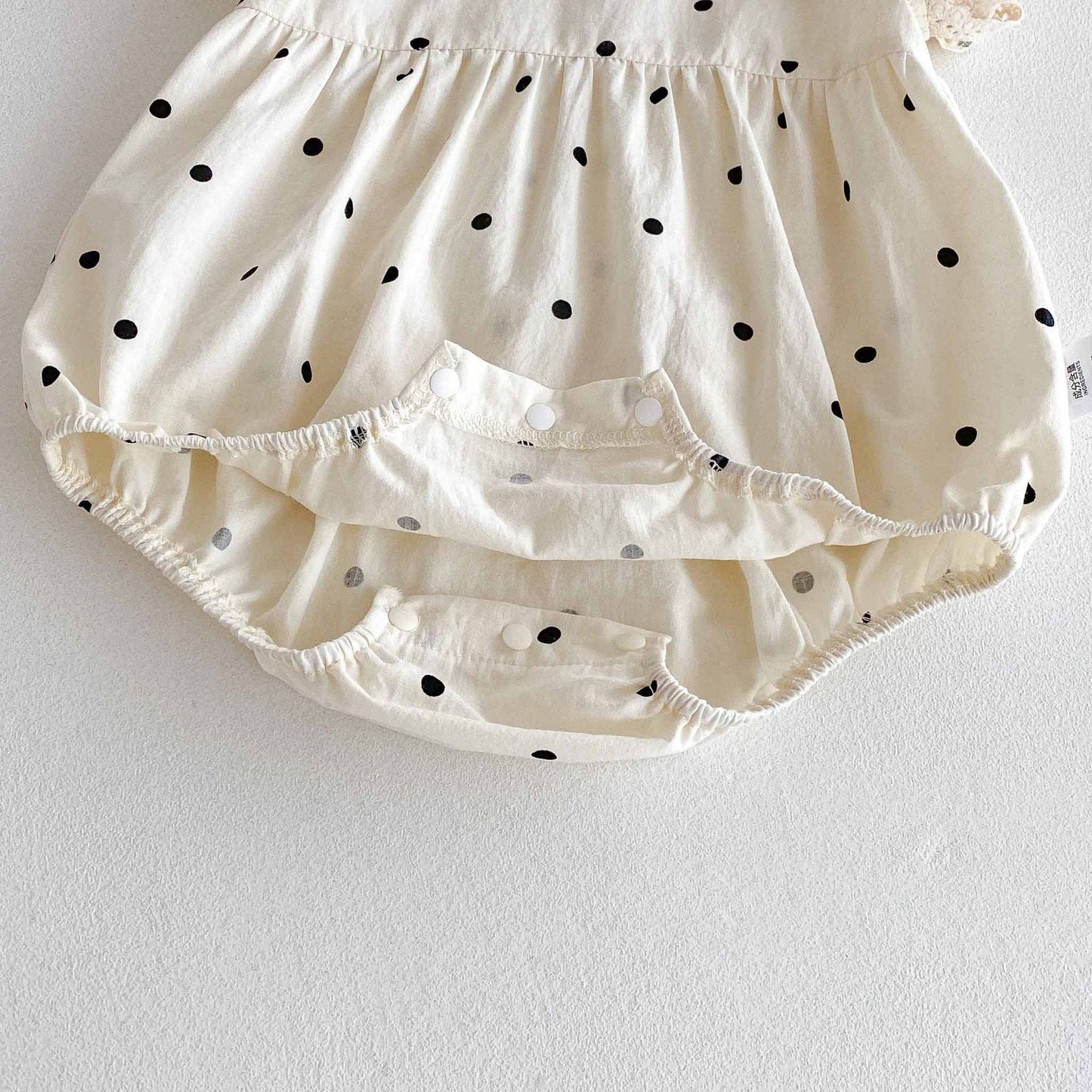 Summer Arrival Baby Girls Cute Dots Pattern Fly Sleeves bodysuit: Apricot / 80 (9-12M)
