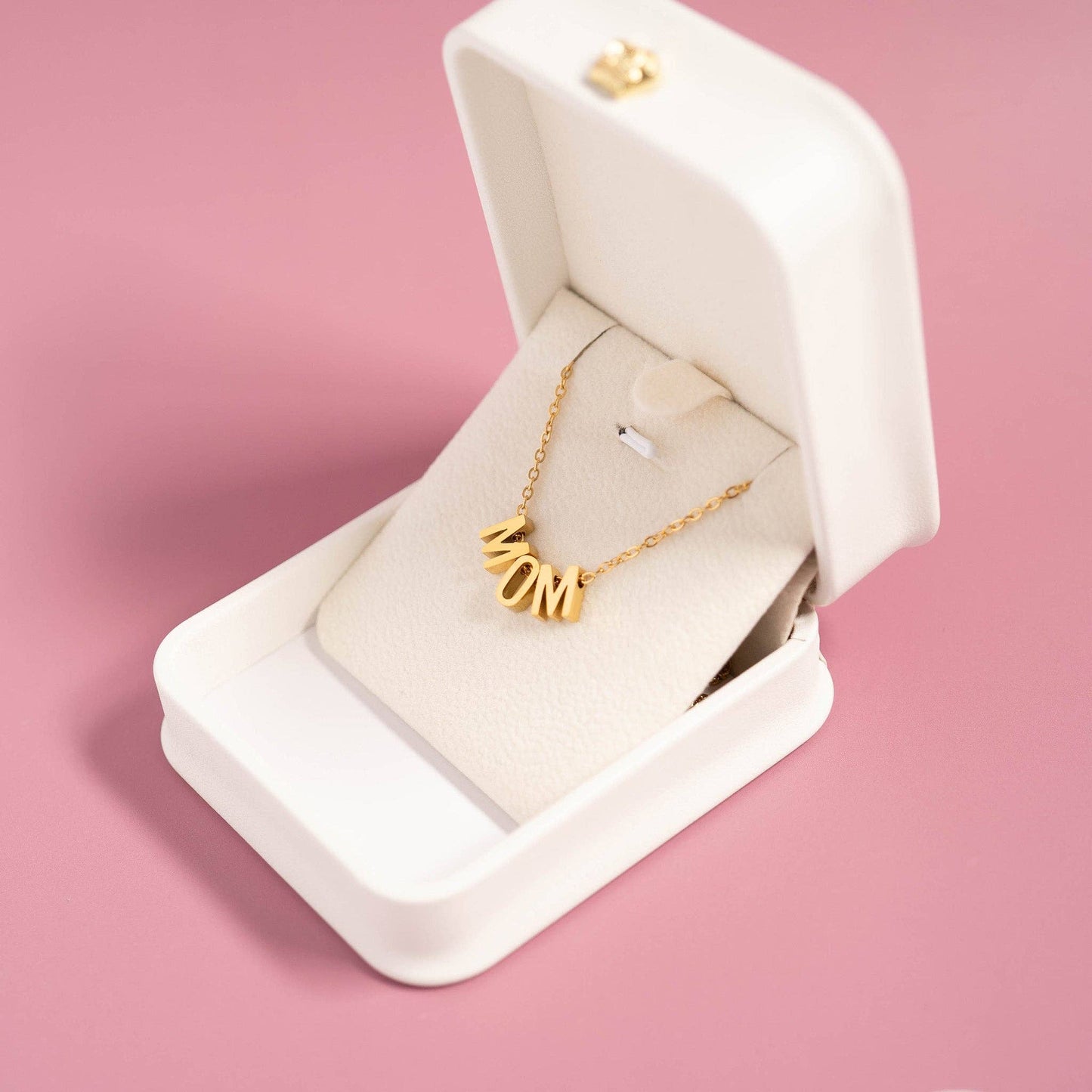 18K Gold PVD Stainless Steel Mom Necklace: Stainless