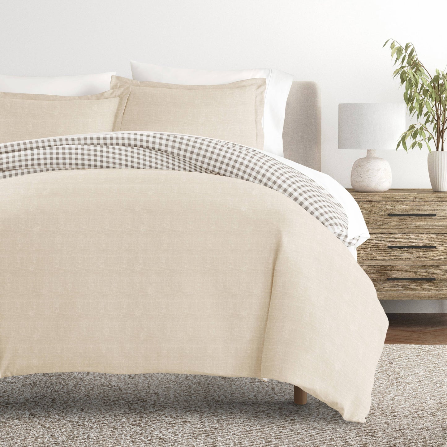Gingham Check Pattern 3-Piece Duvet Set: Twin & Single