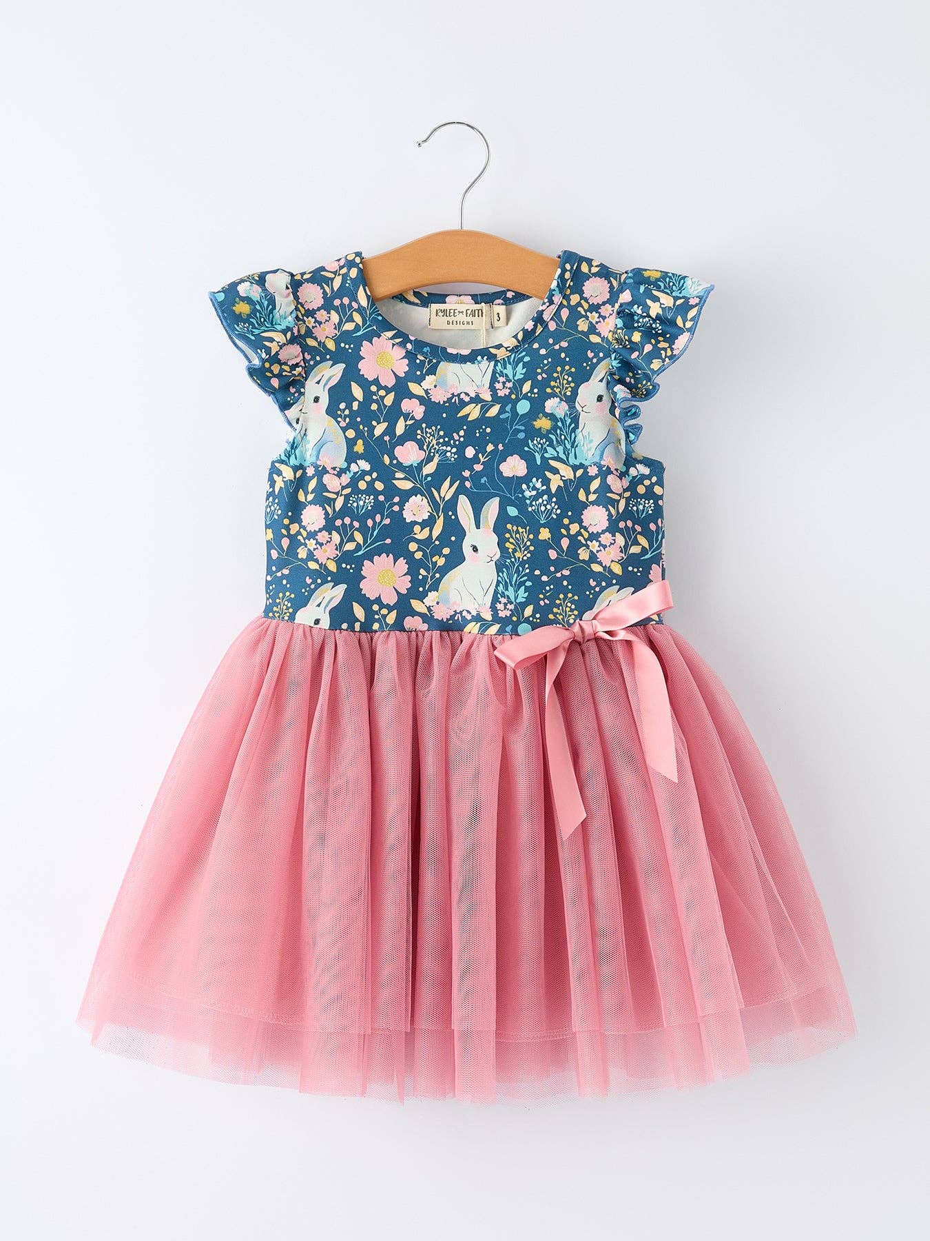 Teal Bunny Garden Tulle Dress Ruffle Sleeve: 4