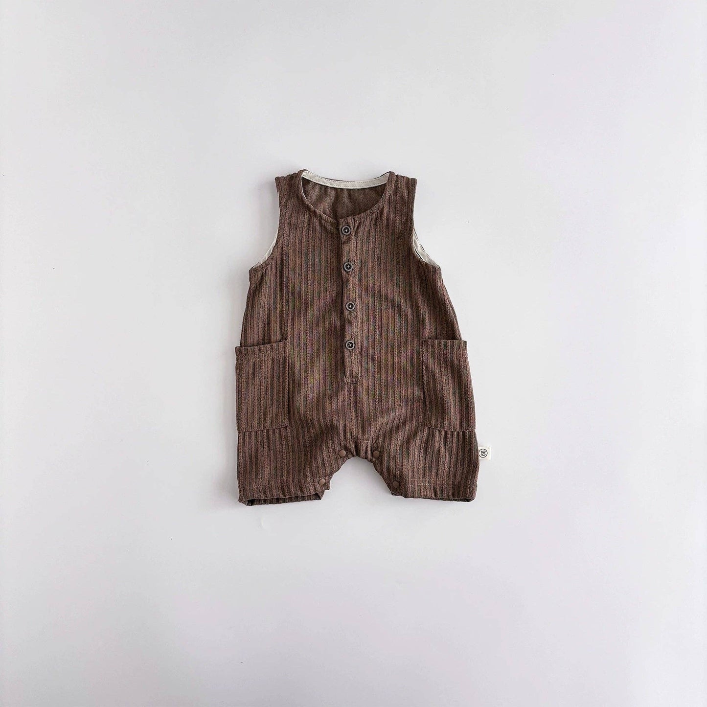 Summer Arrival Baby Unisex Casual Striped Pattern Sleeveless Rompers: Blue / 73 (6-9M)