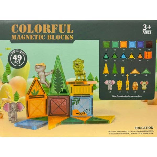 Magnetic Tile Set - #J040 - 49PC Set - Multiple Shapes 