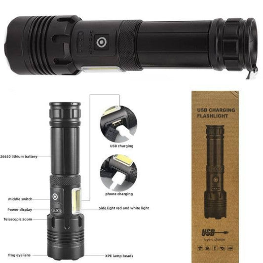 LED Tactical 6" Flashlight - #BL-S73 - USB Re-Chargeable