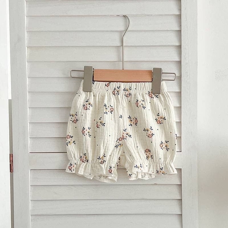 Summer Hot Selling Baby Girls Sleeveless Floral Pattern Strap Top Dress And Shorts Clothing Set: White / 73 (6-9M)