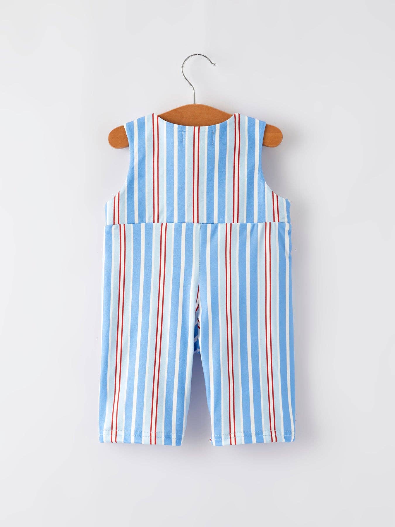 4th of july Toddler Boys Ice Cream Striped Smocking Embroidered Romper: 3M