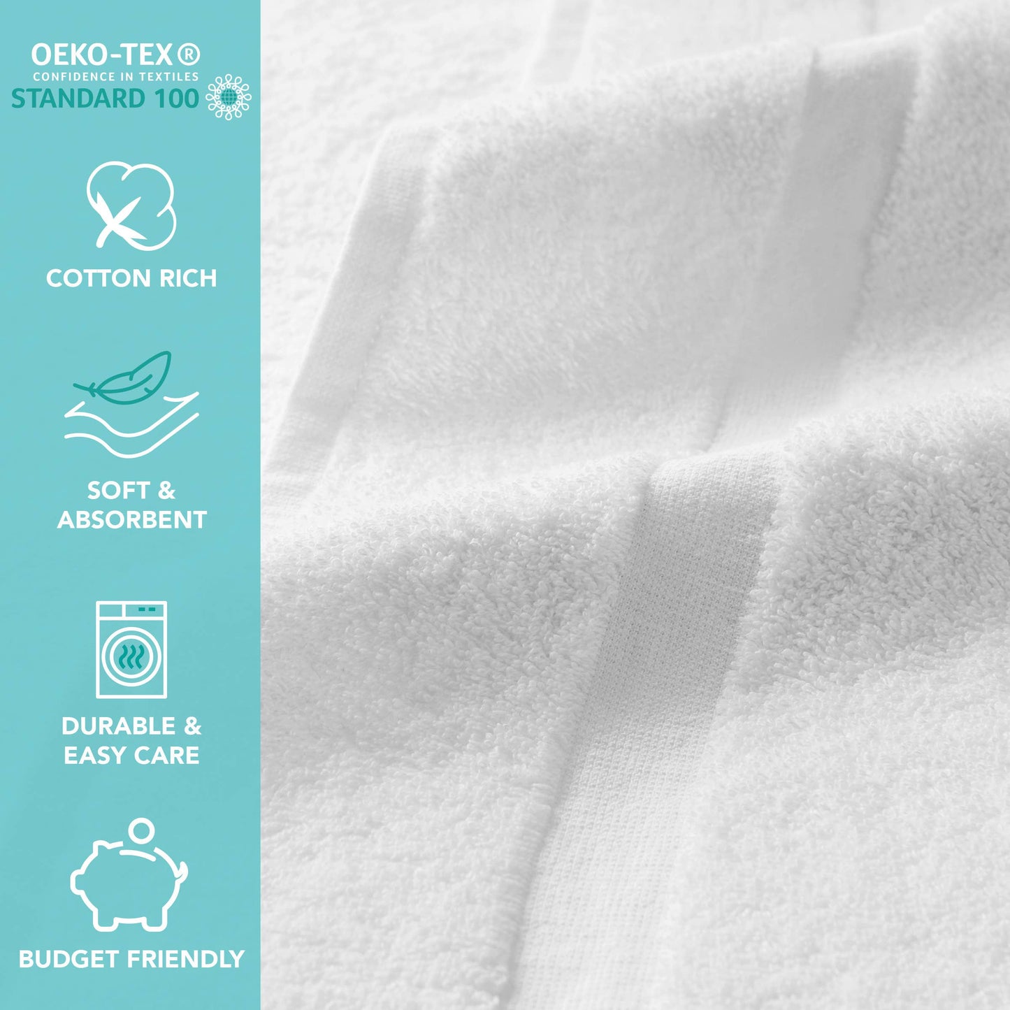 Admiral Hospitality Washcloths ,12x12, White
