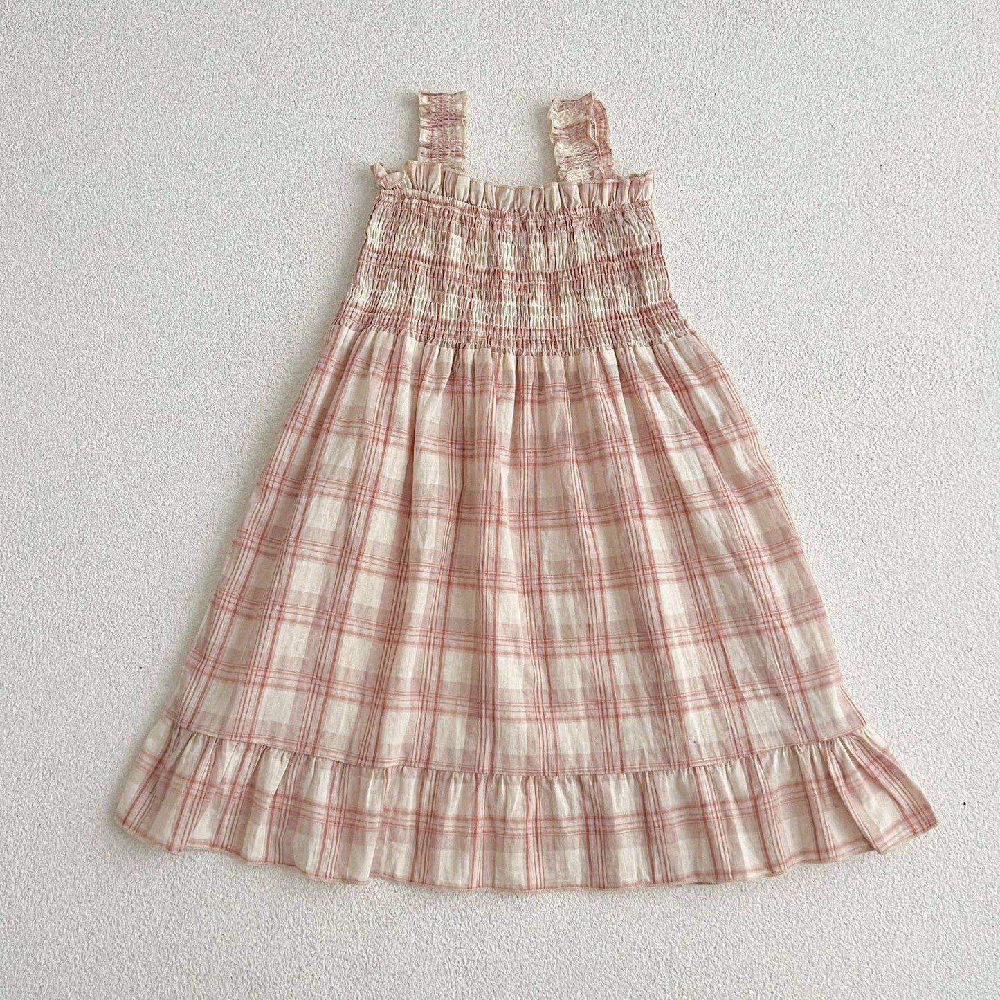 Summer Baby Girls French-style Plaid Sleeveless bodysuit and Dress – Princess Sister Matching Set: Pink / 90 (12-24M)