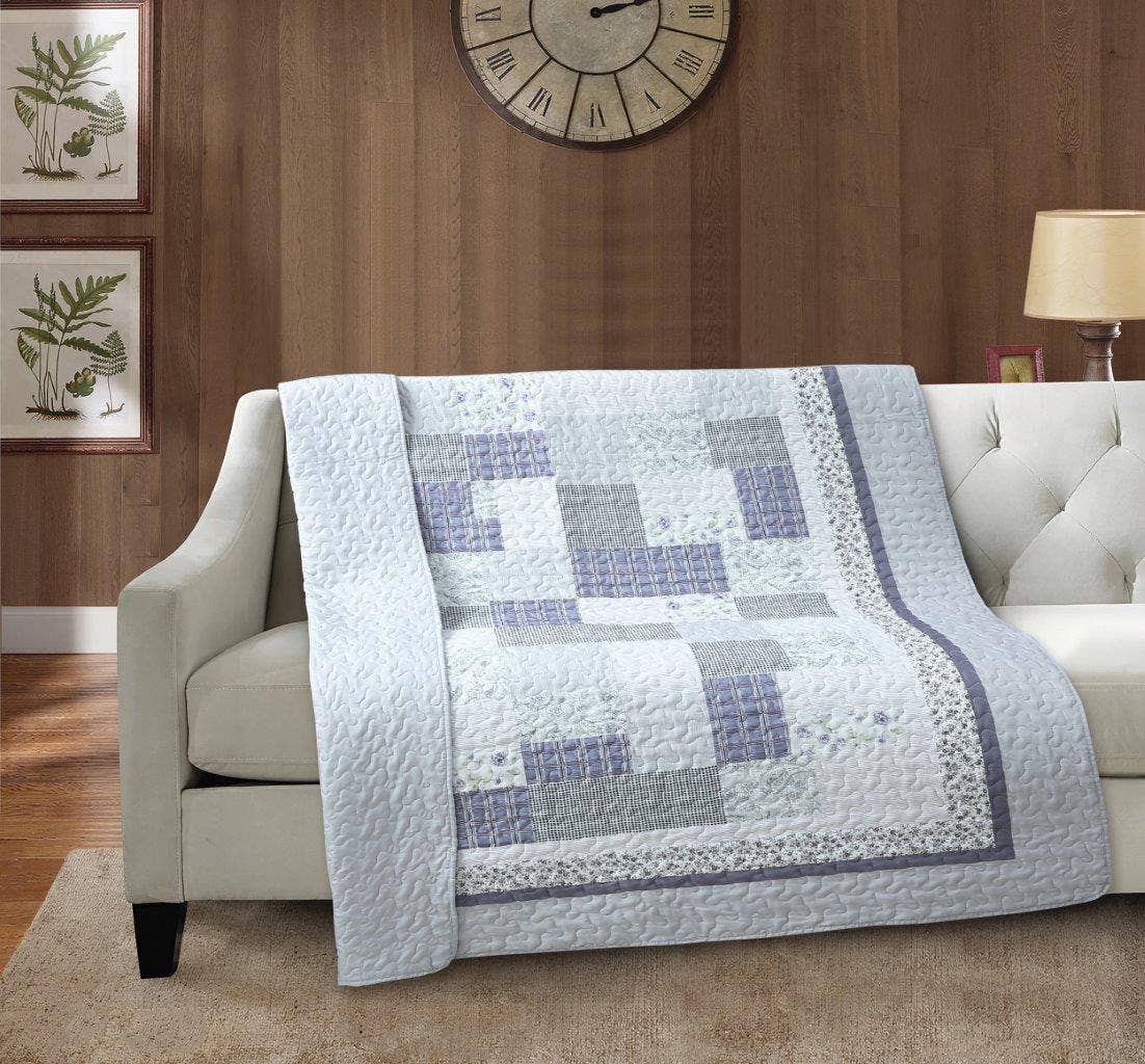 "Plum Mist"  Quilted Throw Blanket 50"x60"