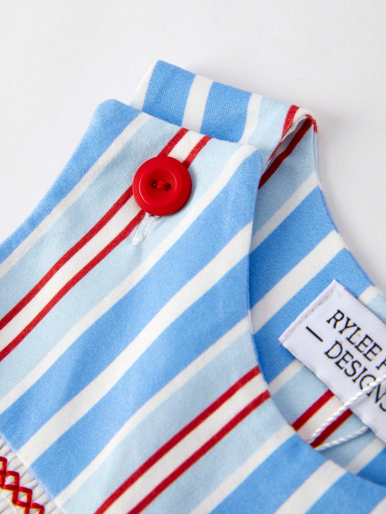 4th of july Toddler Boys Ice Cream Striped Smocking Embroidered Romper: 3M