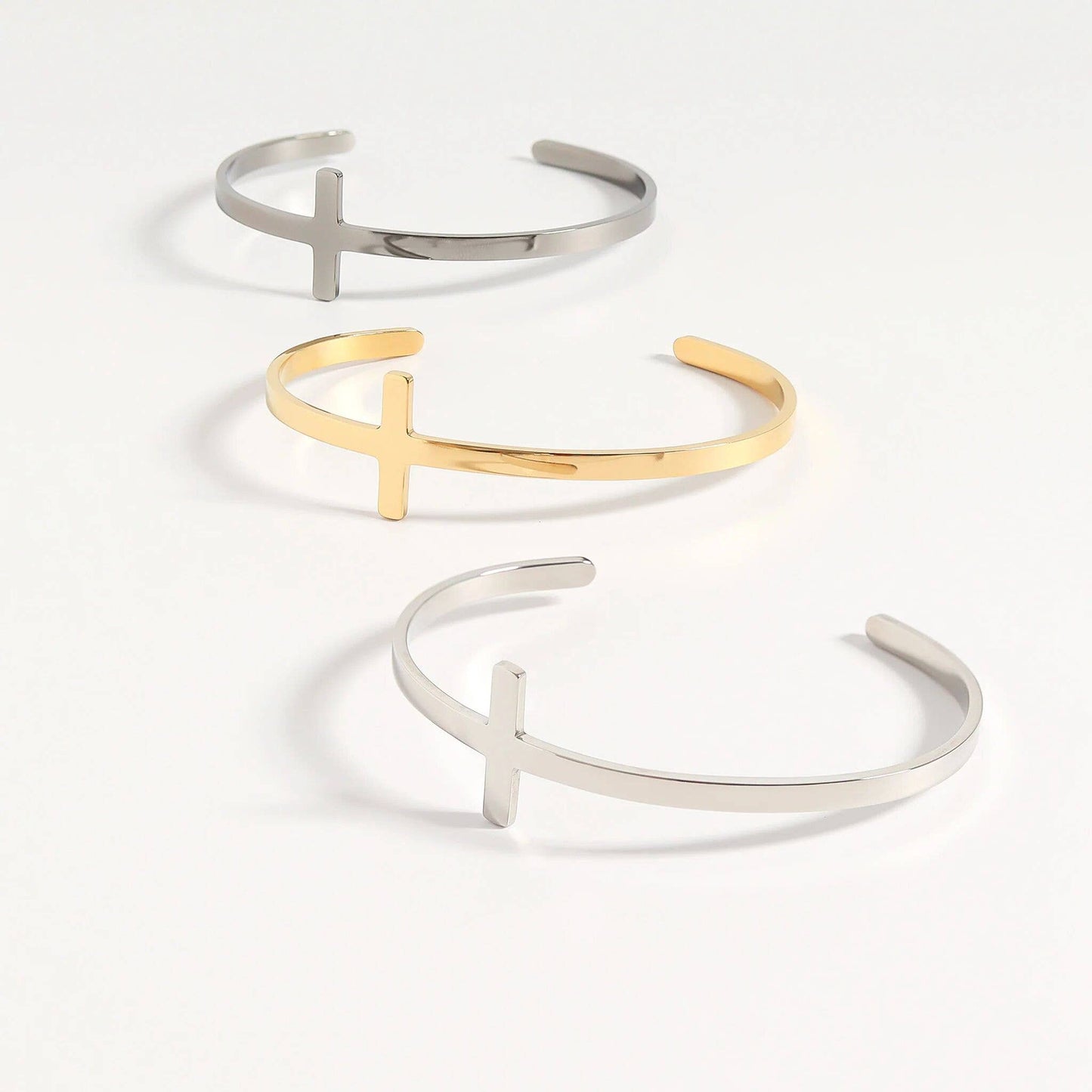 Stainless Steel Cross Cuff Bracelet with Christian Scripture Philippians 4:13: Stainless