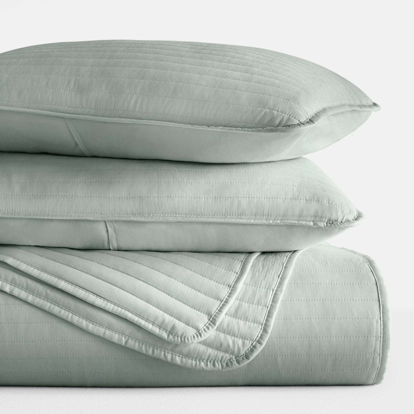 IEnjoy Home 3 Piece Stripe Stitch Quilted Coverlet Set: Latte / King