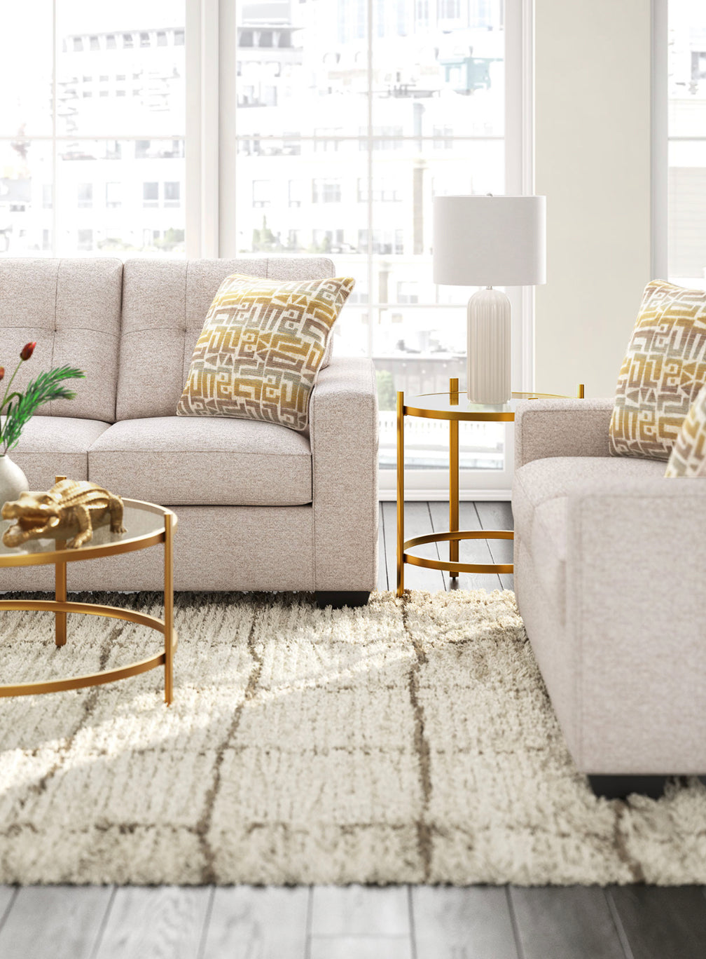 Larimer Living Room Collection in Stone - Ashley Furniture