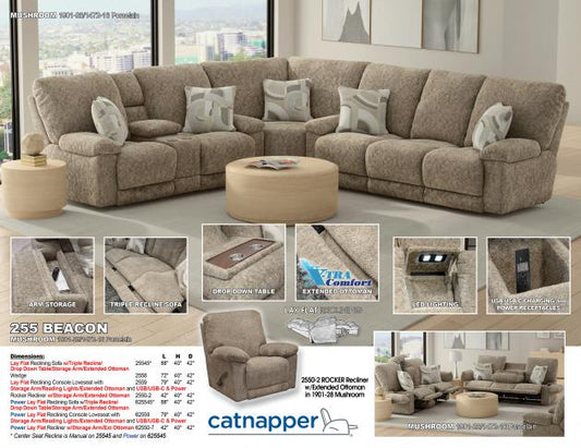 Beacon 255 Living Room Collection Mushroom - Catnapper