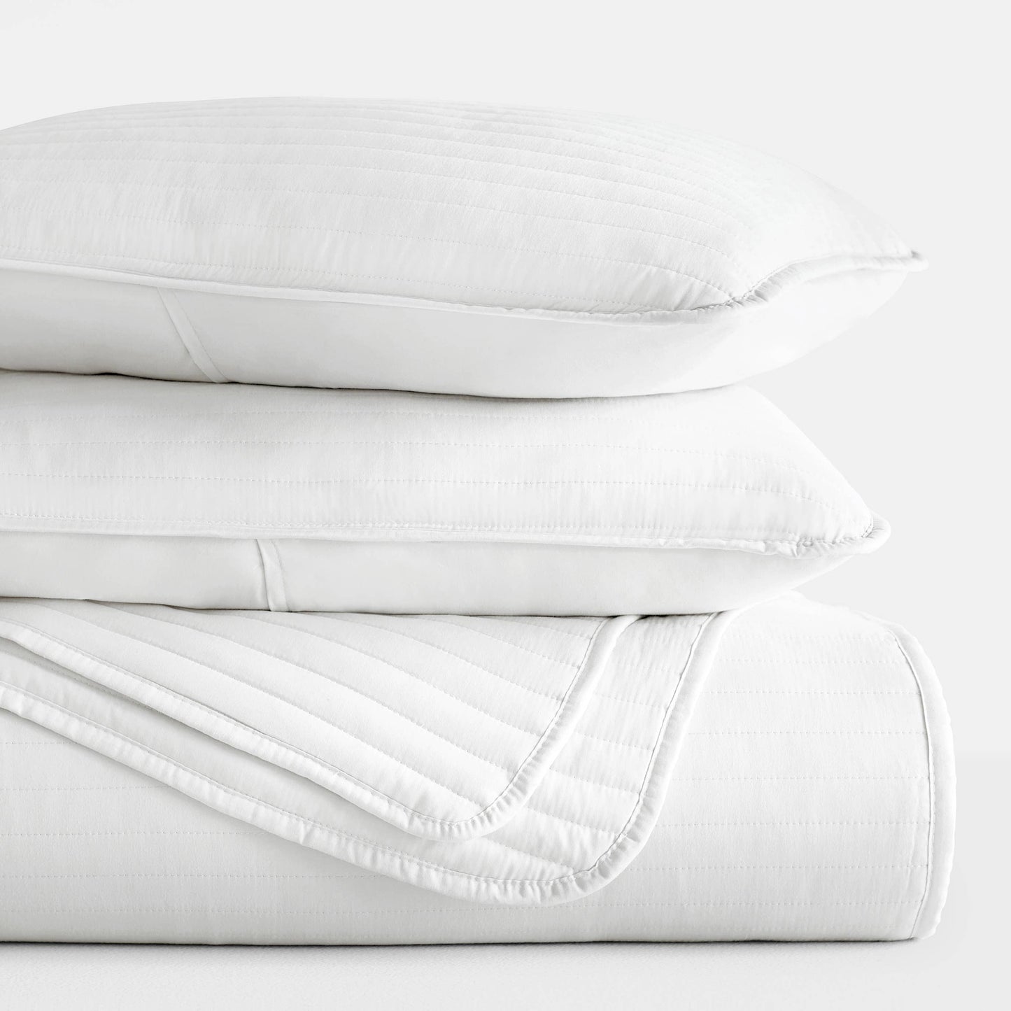 IEnjoy Home 3 Piece Stripe Stitch Quilted Coverlet Set: Eucalyptus / King