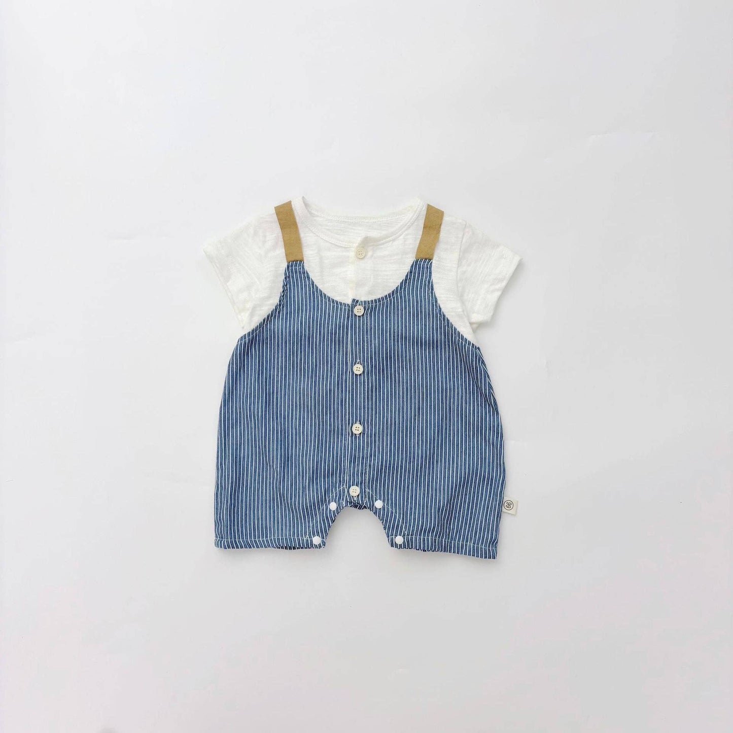 Summer Arrival Baby Boys Short Sleeves Cute Striped Overalls Pattern Rompers: Blue / 66 (3-6M)