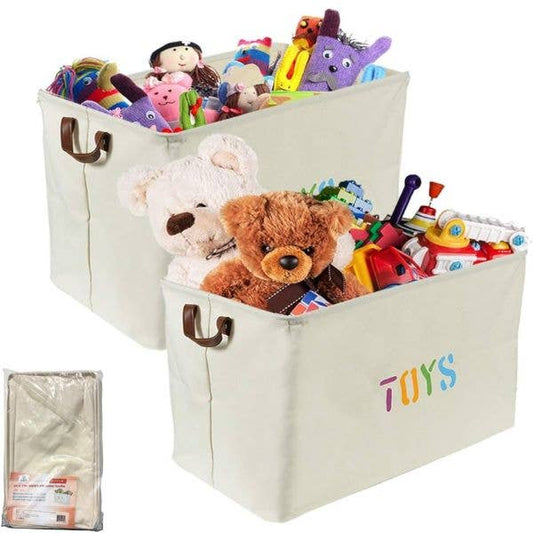 The Toy Bin - #WF5449.OffWhite - Huge Set Of 2 - Each Tote