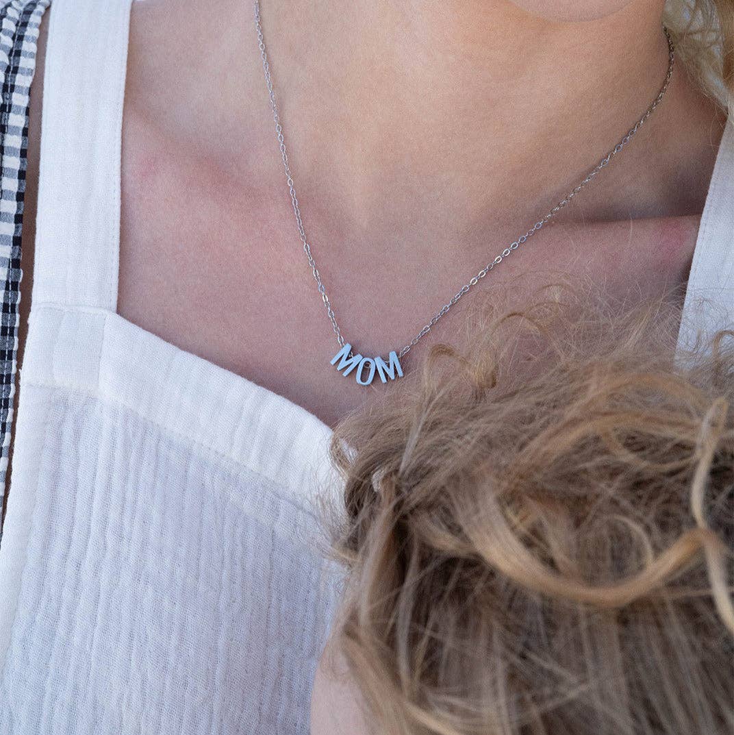 18K Gold PVD Stainless Steel Mom Necklace: Stainless