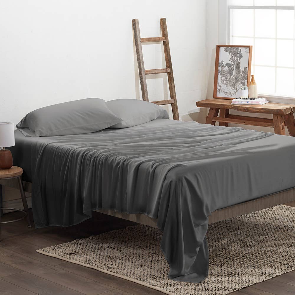 Home Collection Premium Bamboo 4 Piece Luxury Bed Sheet Set: Ivory / King