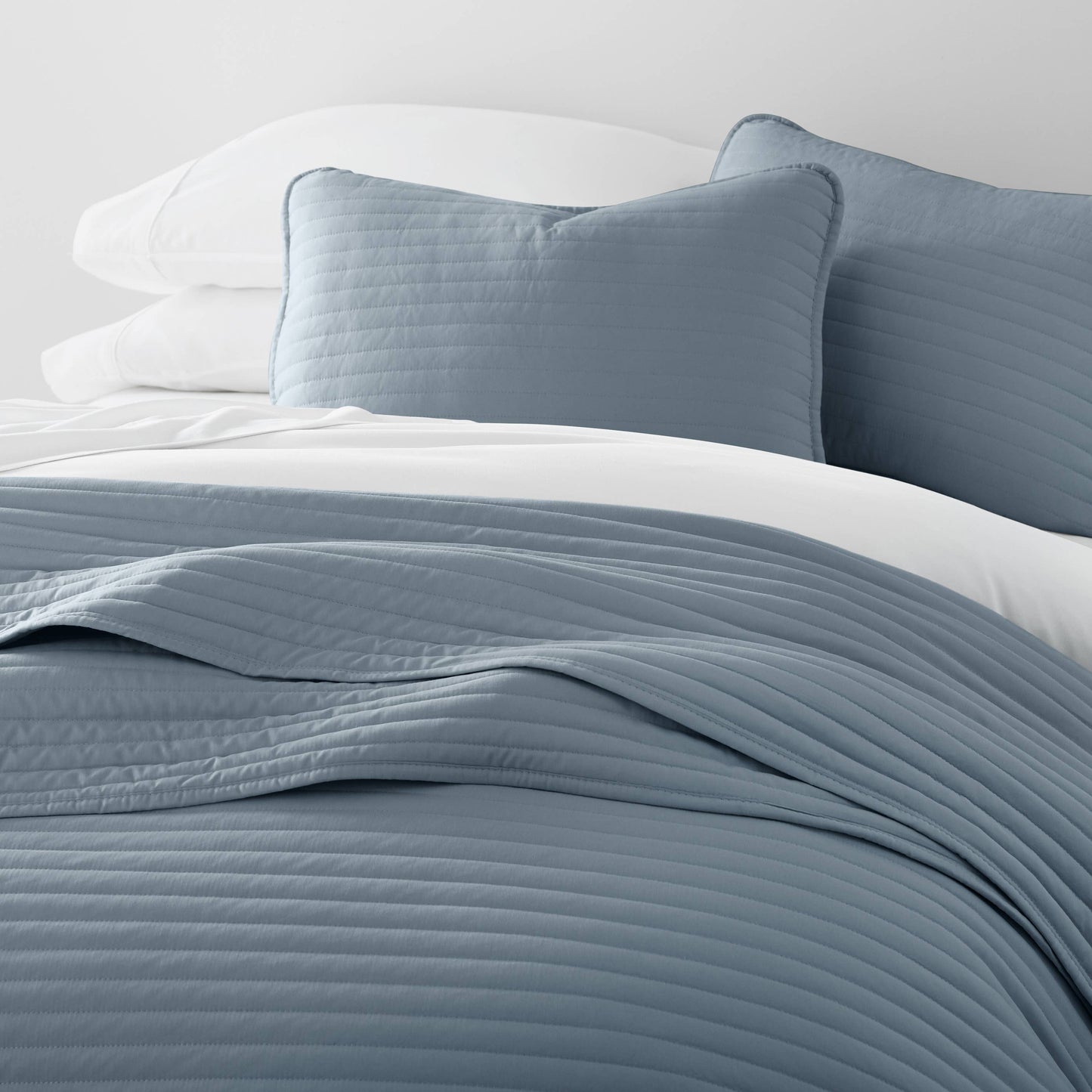 IEnjoy Home 3 Piece Stripe Stitch Quilted Coverlet Set: Eucalyptus / Queen