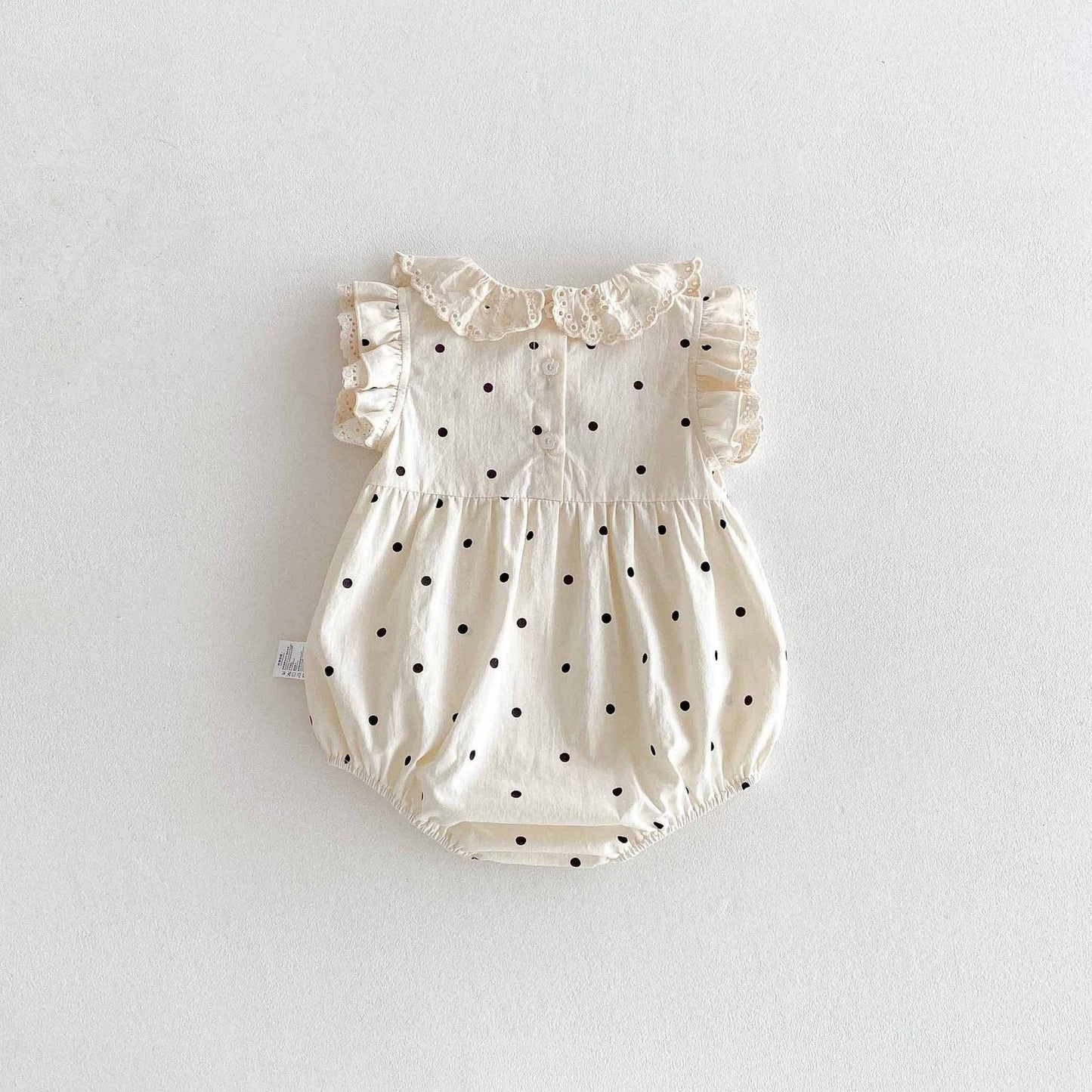 Summer Arrival Baby Girls Cute Dots Pattern Fly Sleeves bodysuit: Apricot / 73 (6-9M)