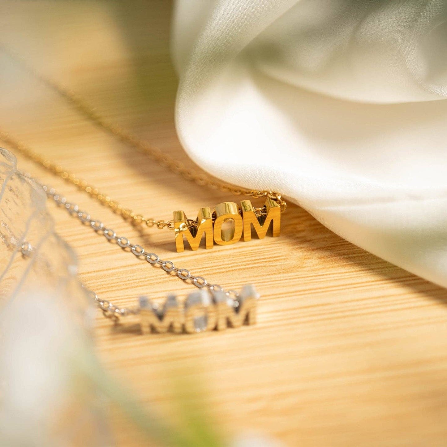18K Gold PVD Stainless Steel Mom Necklace: Stainless
