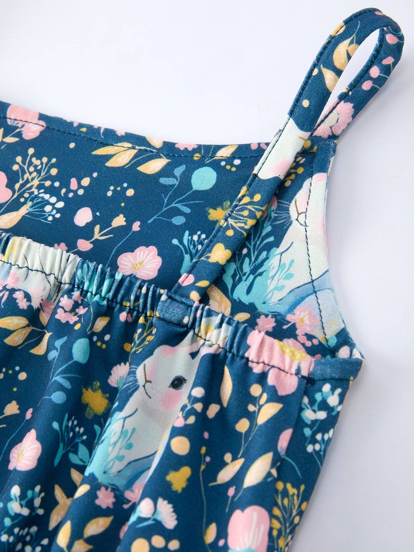 Summer Bunny Floral Girls Bow Ruffle Bell Bottom Jumpsuit: 7