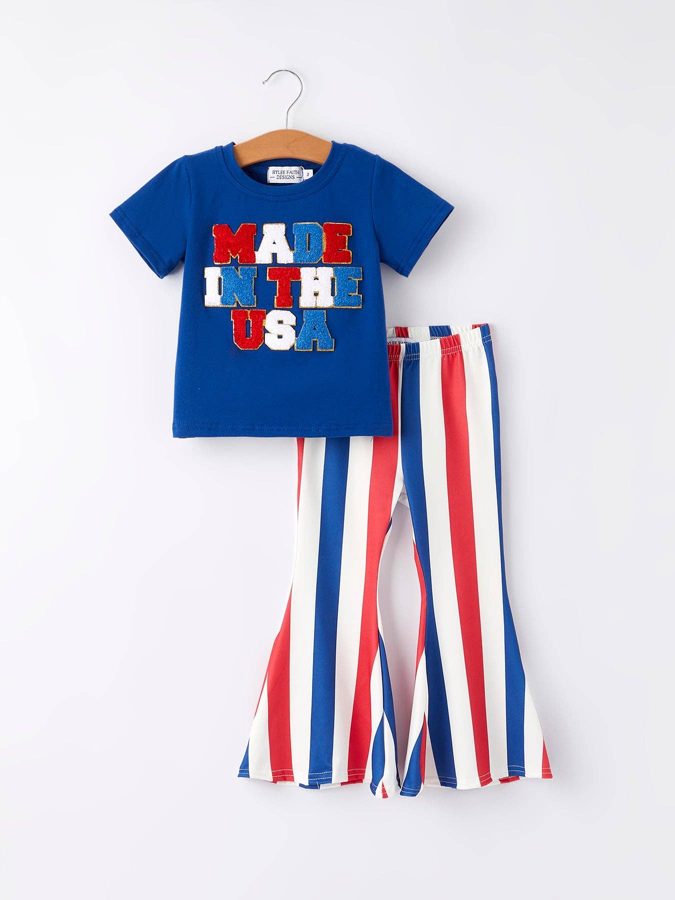 4th of july "MADE IN THE USA" Applique Girls Set: 10/12
