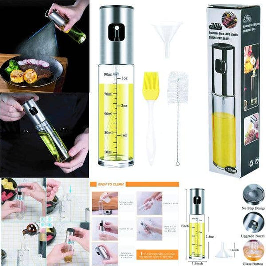 Premium Oil Sprayer -#1PC.Color- Stainless - 3.4OZ (100ML)