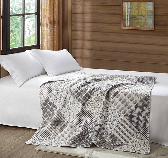 "Charming Grays"  Quilted Throw Blanket 50"x60"