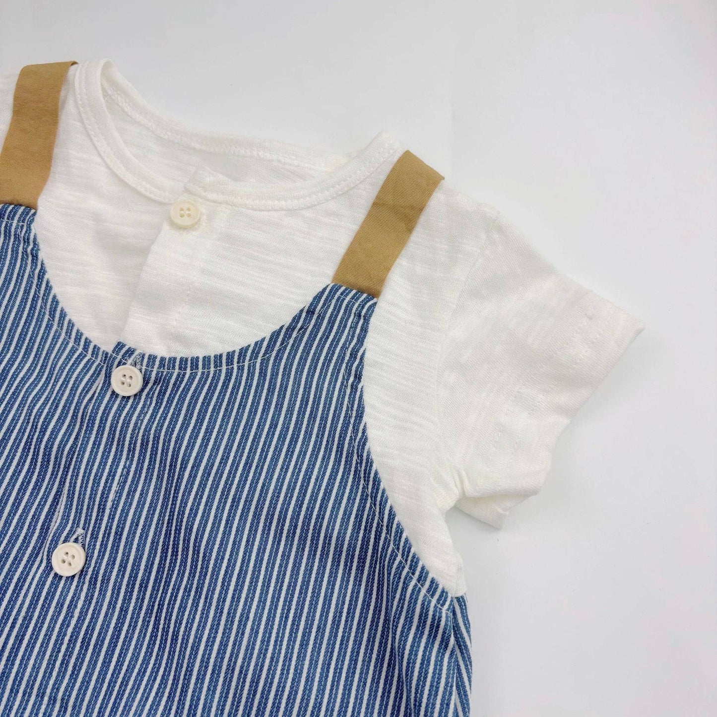 Summer Arrival Baby Boys Short Sleeves Cute Striped Overalls Pattern Rompers: Blue / 90 (12-24M)