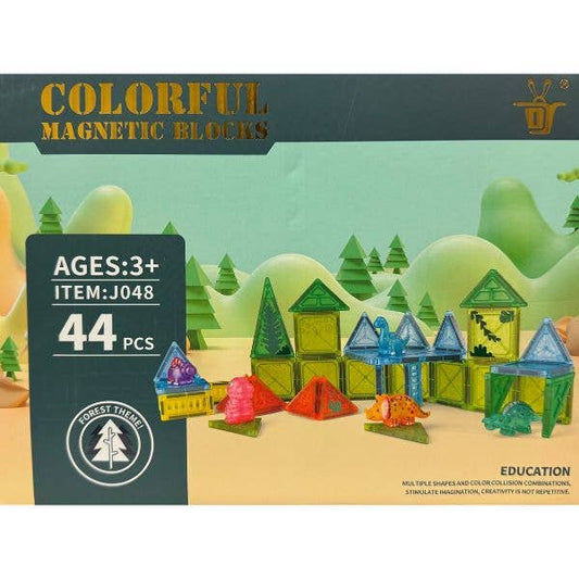 Magnetic Tile Set - #J048 - 44PC Set - Multiple Shapes