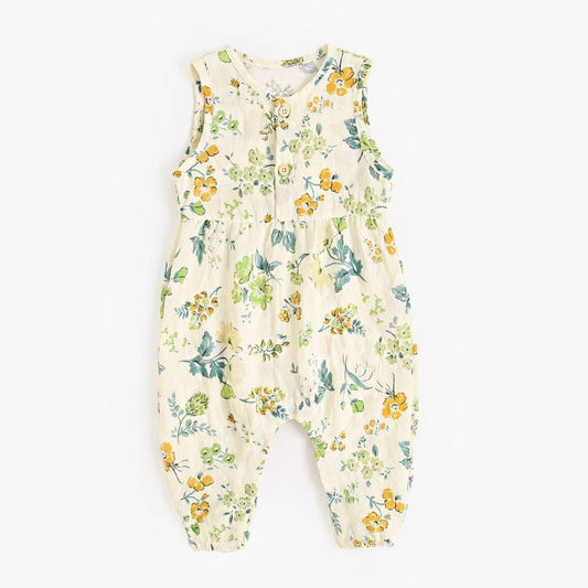 Summer Baby Girls New Design Floral Pattern Sleeveless V Neck Rompers: Apricot / 66 (3-6M)