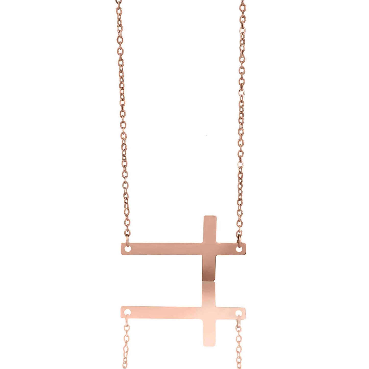 Stainless Steel Horizontal Cross Necklace: Gold / 19mm