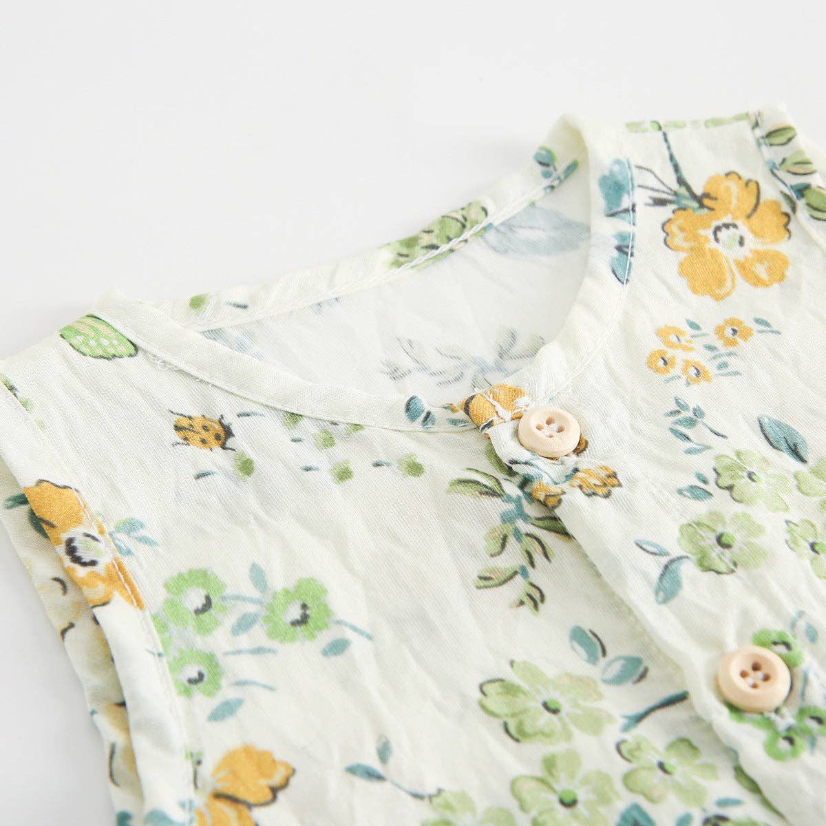 Summer Baby Girls New Design Floral Pattern Sleeveless V Neck Rompers: Apricot / 80 (9-12M)