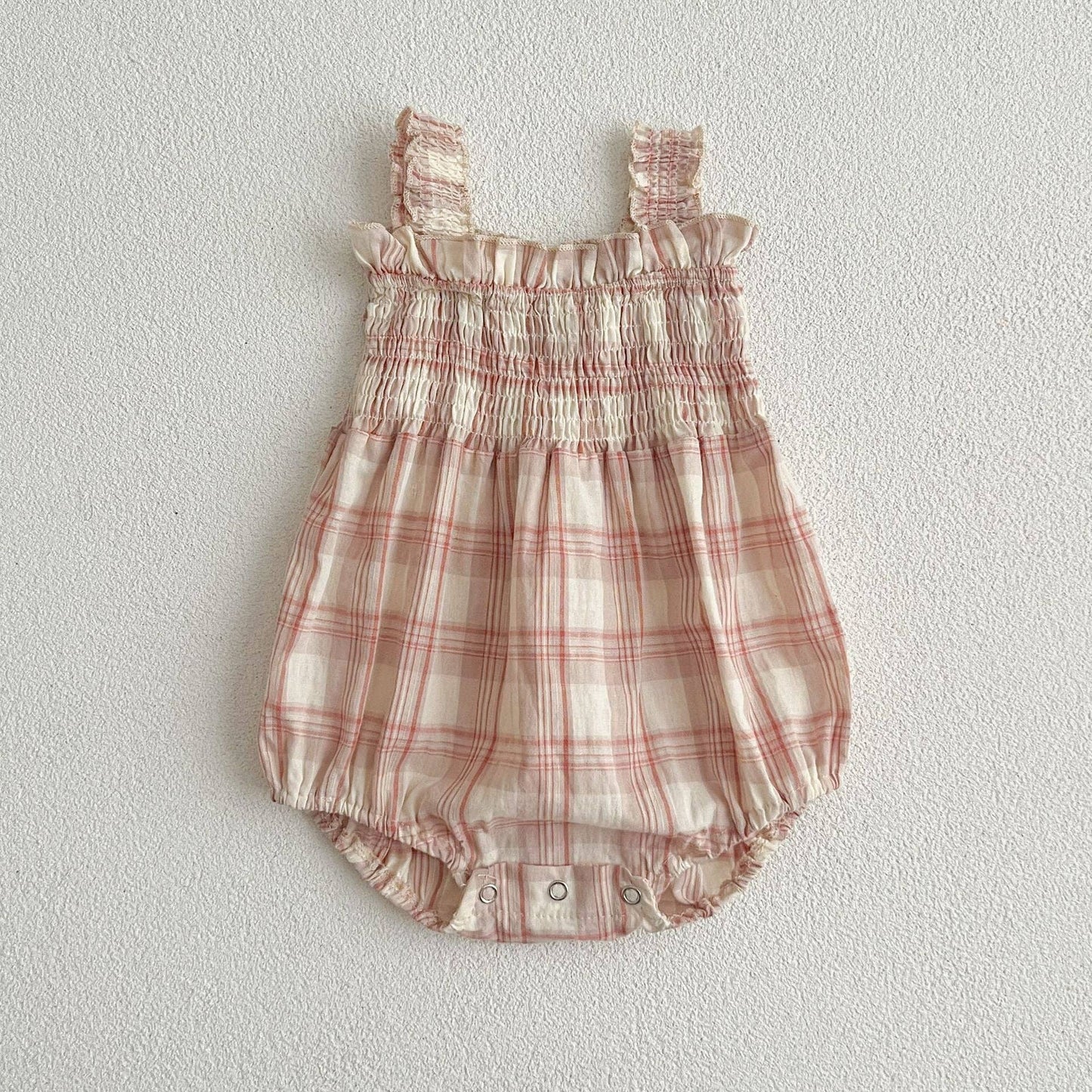 Summer Baby Girls French-style Plaid Sleeveless bodysuit and Dress – Princess Sister Matching Set: Pink / 90 (12-24M)