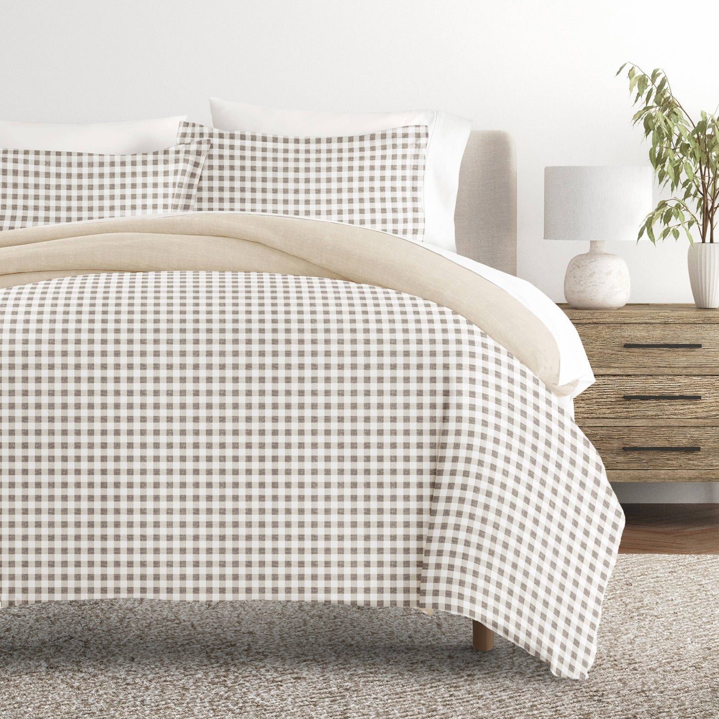 Gingham Check Pattern 3-Piece Duvet Set: Twin & Single
