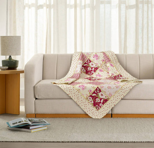 "Kensington Floral"  Quilted Throw Blanket 50"x60"