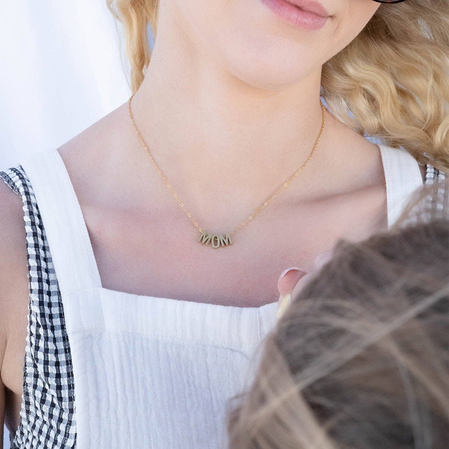 18K Gold PVD Stainless Steel Mom Necklace: Stainless