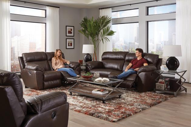 407 Costa LEATHER Living Room Collection in Chocolate -  Catnapper