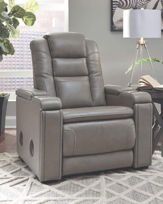 Boerna PWR Recliner/ADJ Headrest (Gray) - Ashley Furniture