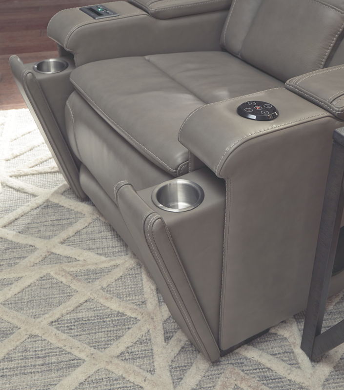 Boerna PWR Recliner/ADJ Headrest (Gray) - Ashley Furniture