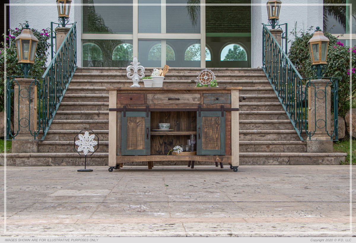 96 Antique Multicolor Kitchen Island - IFD