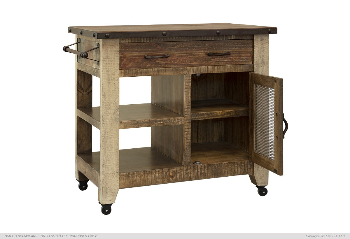 96 Antique Multicolor Kitchen Island - IFD