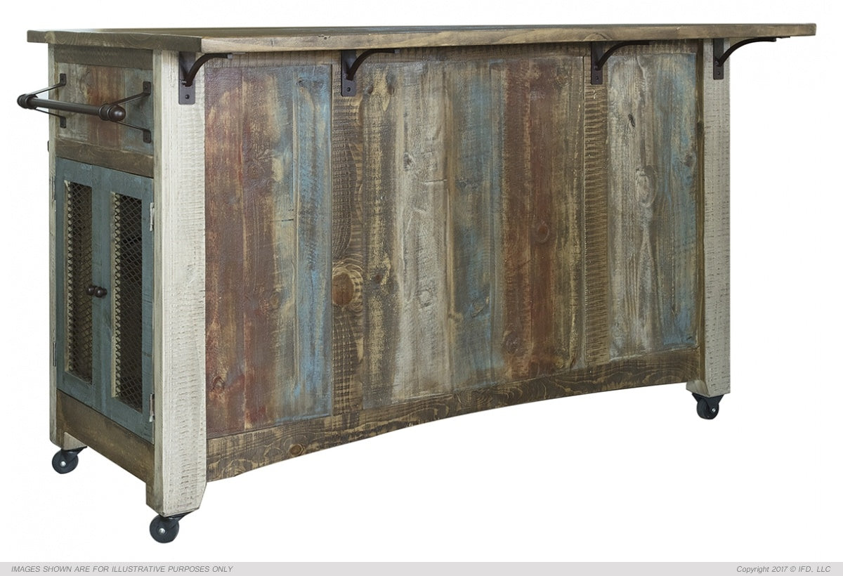 96 Antique Multicolor Kitchen Island - IFD